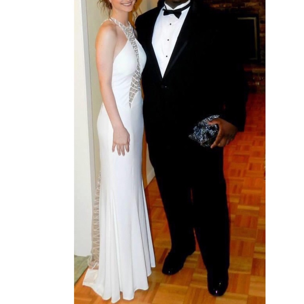 Jovani white halter prom/evening dress